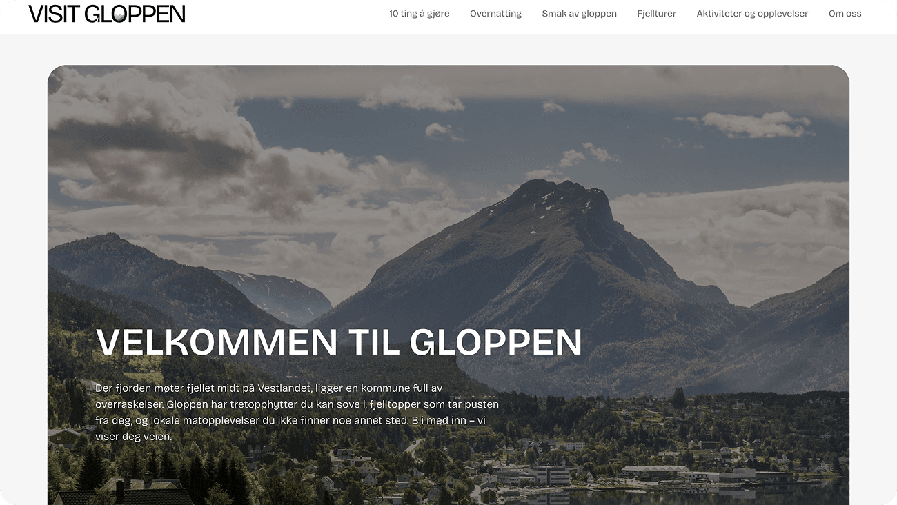 Nettside for Visit Gloppen